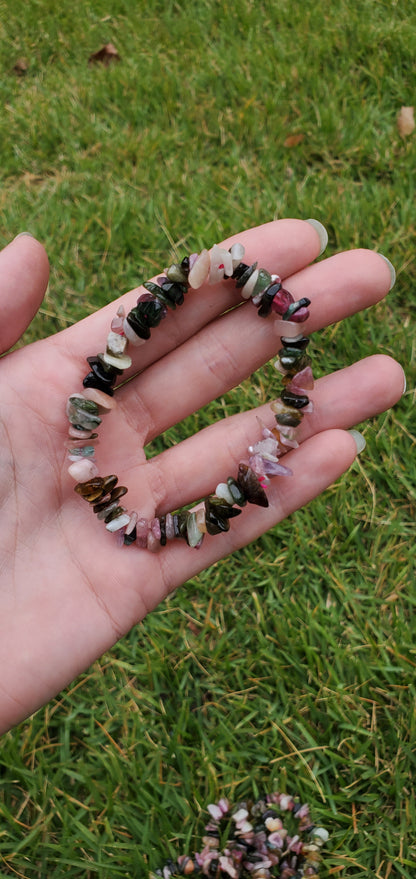 Watermelon Tourmaline Chip Bracelet